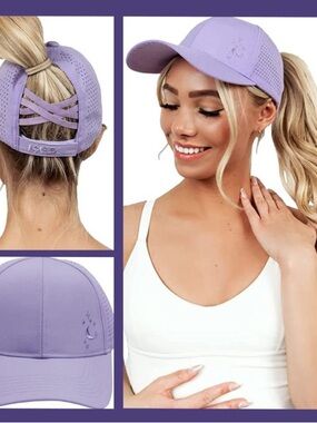 POPFLEX Black stars high ponytail lace up cap